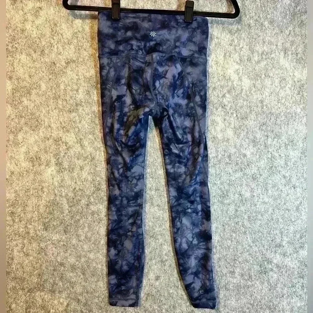 Athleta Powervita Leggings Blue Tie Dye - XXS - Picture 3 of 4